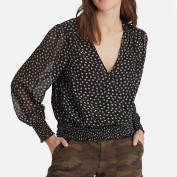 EUC $62 Sanctuary Large Surplice Daisy Print Sheer Sleeve Spring Lightweight Top - Picture 1 of 13